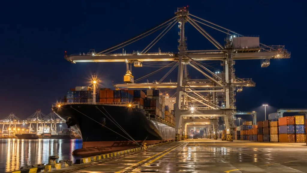 Container terminal operations used on the China to Alexandria (Egypt) freight lane