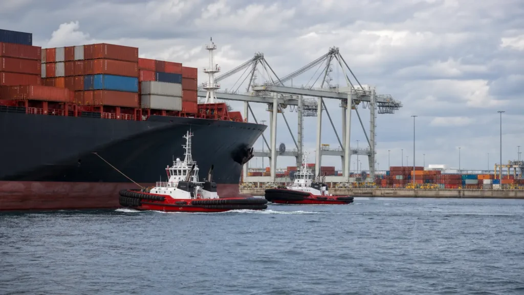 Container terminal operations used on the China to Algiers (Algeria) freight lane