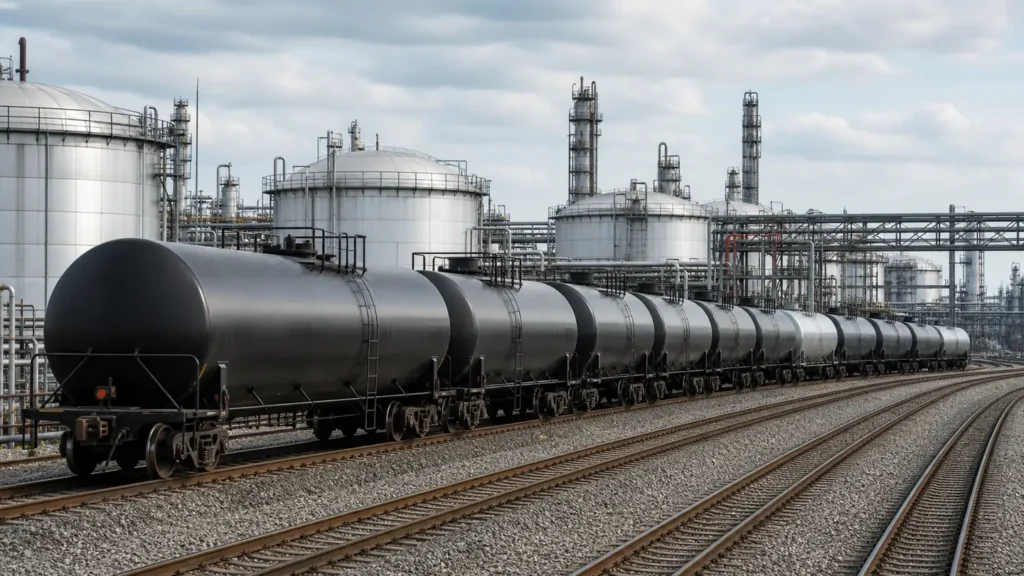 Rail and inland dry port handling used on the China to Aktobe (Kazakhstan) freight lane